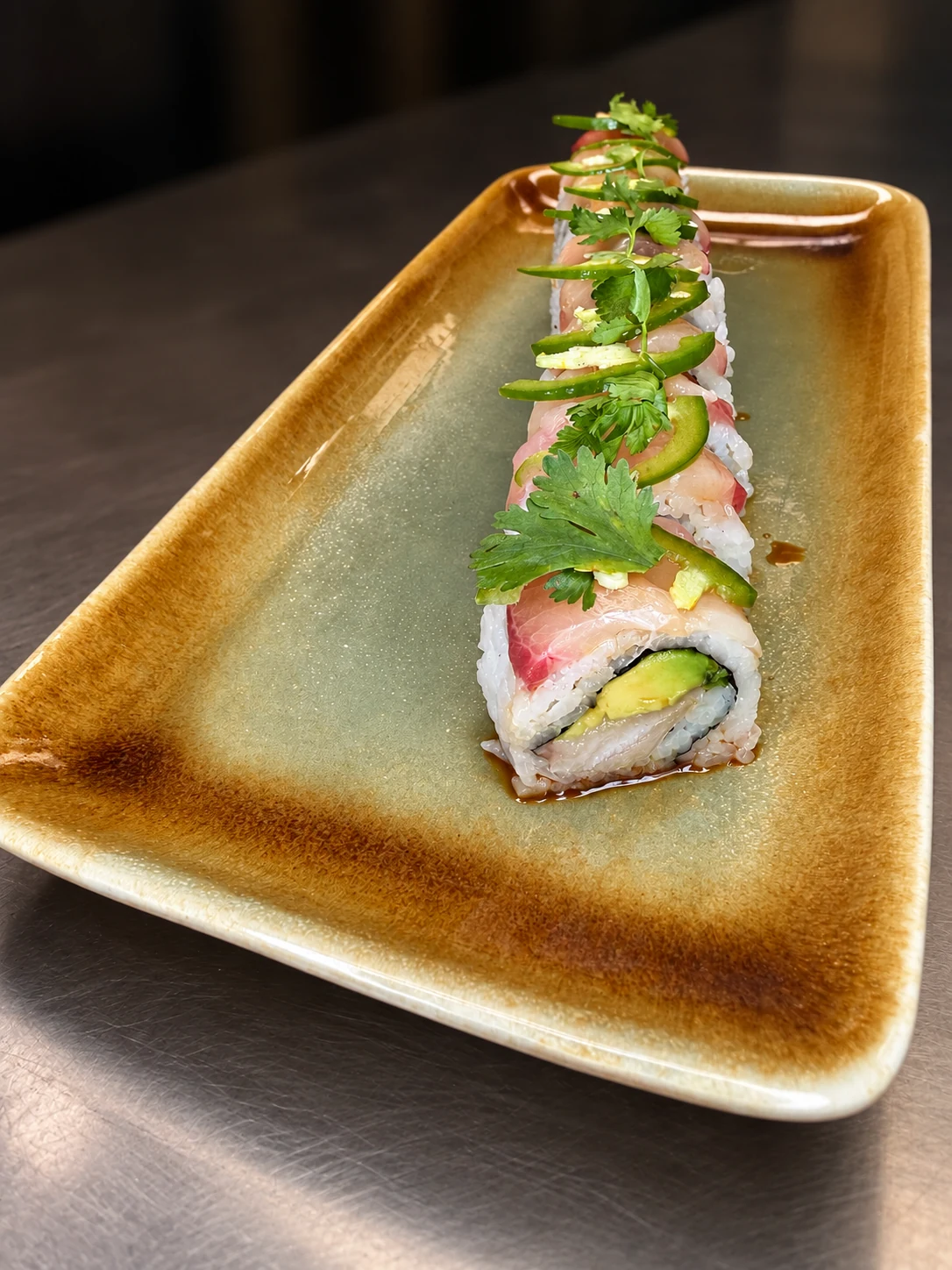 Roll with jalapeño and cilantro